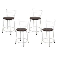 Imagem de Banquetas Baixa Para Cozinha Branca 4un Assento Marrom