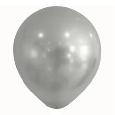 Imagem de 25 Unidades Bexiga Balão Cromado Prata Metálico Joy 9 pol