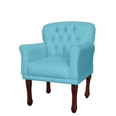 Imagem de Poltrona Decorativa Anita Pés Luis XV Suede  Turquesa - DS Estofados
