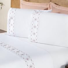 Imagem de Jogo De Cama Damasco Queen Percal 200 Fios 100% Algodão 04 Peças - Aqu