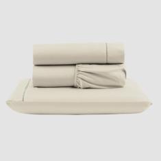 Imagem de Jogo De Lençol Peletizado 400 Fios Solteiro 3 Peças Casa - Hotel - Pousada Barato - Palha