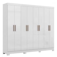 Imagem de Guarda Roupa Casal Paris com Pés 8 Portas mdp Branco Brilho Maxel