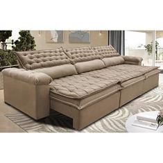 Imagem de Sofá Retrátil e Reclinável 3,82m Molas Ensacadas Cama Inbox Botonê Espuma Viscoelástico Bege