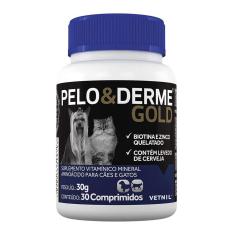 Imagem de Suplemento Vitamínico Vetnil Pelo & Derme Gold 30 g para Cães e Gatos - 30 Comprimidos