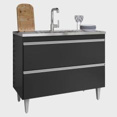 Imagem de Balcão de Cozinha Com Pia Inox 100cm Julia M24 Preto - Mpozenato