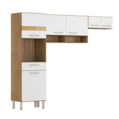 Imagem de Cozinha Compacta Bahia 3 Peças Armário Aéreo + Torre Quente Amêndola/