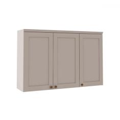 Imagem de Armário Aéreo Cozinha 120cm Iluminata 100% Mdf 3 Portas Branco/Marrom Claro - Genialflex