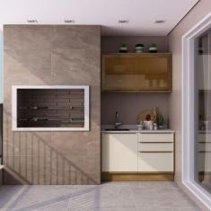 Imagem de Cozinha Compacta 100% Mdf Modulada Édez Uno, 2 Peças, Off White E Lour