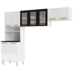 Imagem de Cozinha De Aço Compacta Diamante 9 Portas Com Vidro Branco/Preto 81844