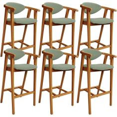 Imagem de Kit 06 Banquetas Alta Para Cozinha Bancada Bar Sala De Jantar Fixa Cecília L02 Bouclê Oliva