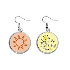 Imagem de Sun Sunshine Pintura à mão Orange Ear Drop Sun Flower Brincos Joias Fashion