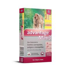 Imagem de Antipulgas Advantage Max3 Bayer para Cães de 10kg até 25kg - 3 Bisnagas de 2,5ml