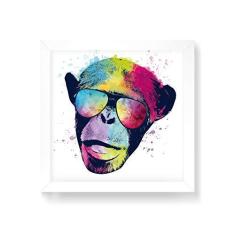 Imagem de Arte Maníacos Quadro Decorativo Macaco Color Fundo  - 50x50cm (Moldura em laca )