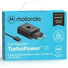 Imagem de Carregador Turbo Motorola Original 18w Moto E6s Garantia Bivolt Resistente Carga Rápida Micro Usb