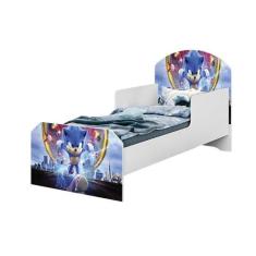 Imagem de Cama Infantil Mini Menino Adesivada Sonic  Branco - Jlb Moveis
