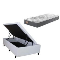 Imagem de Conjunto Box Baú Solteiro Branco + Colchão Adapto Molas Ensacadas 88X1