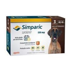 Imagem de Simparic 120mg Zoetis 3 Comprimidos Cães 40,1 A 60kg Antipulgas