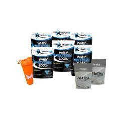 Imagem de 6X Whey Protein 100% 900G (5.4Kg) + 2 Creatina 300G + Coqueteleira - H