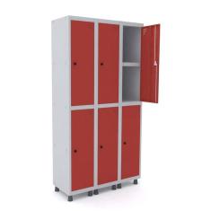 Imagem de Roupeiro De A o 3m 06 Portas C/ Prat. Pit o Pandin - Cinza/ve