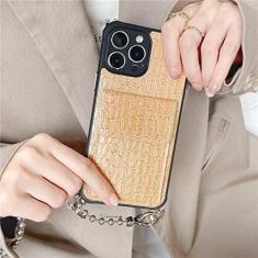 Imagem de Couro luxuoso slot para cartão crossbody colar cordão capa macia para iphone 14 13 12 11 pro max xs xr 8 7 plus capa se3, marrom, para 7 plus, 8 plus