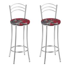 Imagem de KIT 2 Banquetas Cromadas BC26-B E509 Cromado/Vermelho