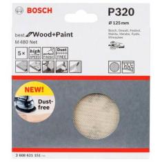 Imagem de Disco de Lixa Bosch M480 Best for Wood & Paint; 125mm G320 Pacote com 5 unidades
