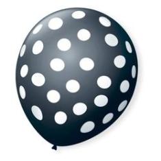 Imagem de Balões São Roque Decorado 9 Tema Bolinhas Preto E Branco 25 Unidades