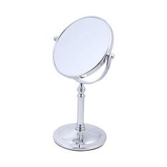 Imagem de Minkissy Espelho de maquiagem com ampliação de 1 peça, espelho de maquiagem dupla face para mesa de casa (ampliação de 8 polegadas, 3 vezes prata)