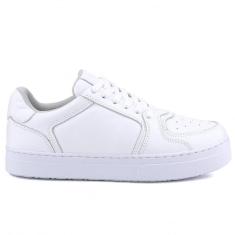 Imagem de Tênis Em Couro Branco Feminino Casual, Leve e Confortável