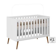 Imagem de Berço Infantil Lunna 100% MDF Estilo Retrô Branco - Peternella