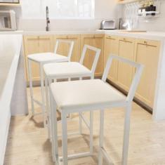 Imagem de Jogo 4 Banqueta Alta Balcão Bistrô Branca Confort Industrial Assento E