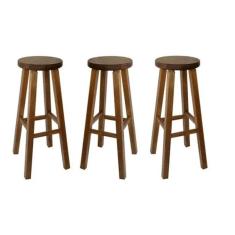 Imagem de Kit 3 Banqueta Padrão Nogueira Alta Hardman Assento Redondo