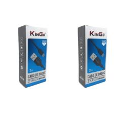 Imagem de Kit 2 Cabos USB V8 Kingo Preto 2m 2.1A para Galaxy A7 2018