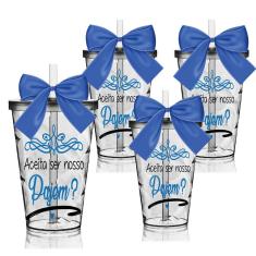 Imagem de Kit 4 Copos Convite Twister Personalizados para Pajem