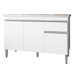 Imagem de Balcão De Pia Cozinha Tatiane 120 Cm Branco 1999 Sem Tampo Ajl Móveis