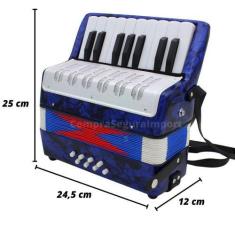 Imagem de Acordeon Sanfona Infantil 8 Baixos Brinquedo Crianças( Azul) - Toy Kin