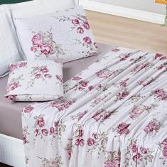 Imagem de Jogo De Lençol Casal Padrão Avere 200 Fios Estampado 4 Peças Lilac