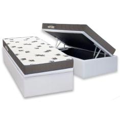 Imagem de Conjunto Box Baú Solteiro: Colchão Espuma Ortobom D33 Light Saúde + Base crc Courano White(88x188)