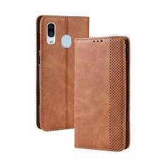 Imagem de Capa para Samsung Galaxy A40, capa flip carteira de couro para Samsung Galaxy A40, capa magnética retrô para celular, capa carteira de telefone com compartimentos para cartões