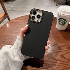 Imagem de Capa macia de silicone líquido de luxo quadrado fosco para iphone 13 12 11 pro max xr xs x 7 8 plus chapeamento anel de câmera capa à prova de choque, preto, para iphone 12 pro