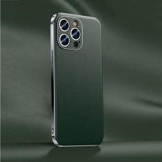 Imagem de Capa de telefone de couro de vaca genuíno para iPhone 12 11 13 14 Pro Max Pro Plus revestimento de luxo capa traseira com proteção total de lente, verde (A006), para iPhone 13