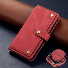 Imagem de Capa tipo carteira de luxo para Samsung Galaxy S8 S9 S10 S10E S20 S21 S22 Plus Ultra Note 20 8 9 10 S Capa de couro para bolsa de telefone, vermelha, para Galaxy S9 Plus