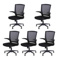Imagem de Kit 5 Cadeiras para Escritório Diretor com Relax Milão 3314 Preto