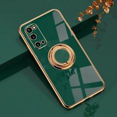 Imagem de Capa de silicone para samsung galaxy s21 s20 s22 ultra fe plus note 20 9 10 a52 s10 plus a53 shell 5g capa com suporte de anel, verde escuro, para samsung s21 fe