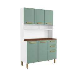 Imagem de Cozinha Compacta De Aço 6 Portas 2 Gavetas Verde Bella Bertolini Verde/Branco