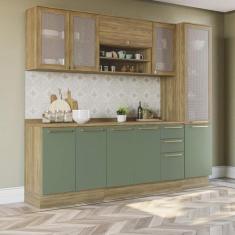 Imagem de Armário de Cozinha Modulada Completa Reta 7 peças 2,50m 216 Botanic Ka