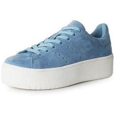 Imagem de J. Adams Hero Platform Tênis feminino casual com cadarço moderno, Couro vegano azul empoeirado, 35