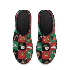 Imagem de GOSTONG Tênis masculino casual sem cadarço mocassim fácil antiderrapante respirável malha legal tênis de corrida para homens preto EUA 34-48, Padrão de Natal, 36