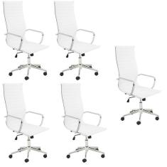 Imagem de Conjunto com 5 Cadeiras de Escritório Presidente Giratória Office Sevilha Alta Branco