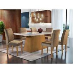 Imagem de Conjunto De Mesa De Jantar Luna Com Vidro E 6 Cadeiras Grécia